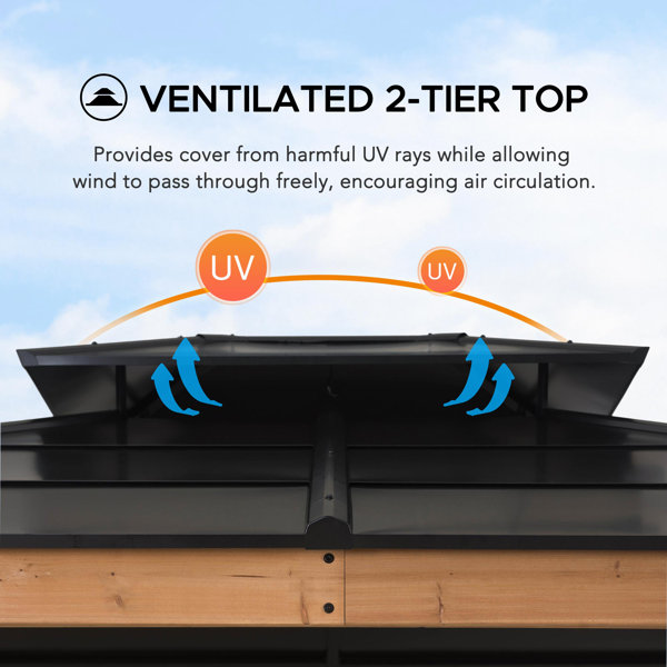 Sunjoy Hardtop Gazebo 11 X 13 Outdoor Cedar Framed Wood Gazebo With sunjoy-hardtop-gazebo-11-x-13-outdoor-cedar-framed-wood-gazebo-with